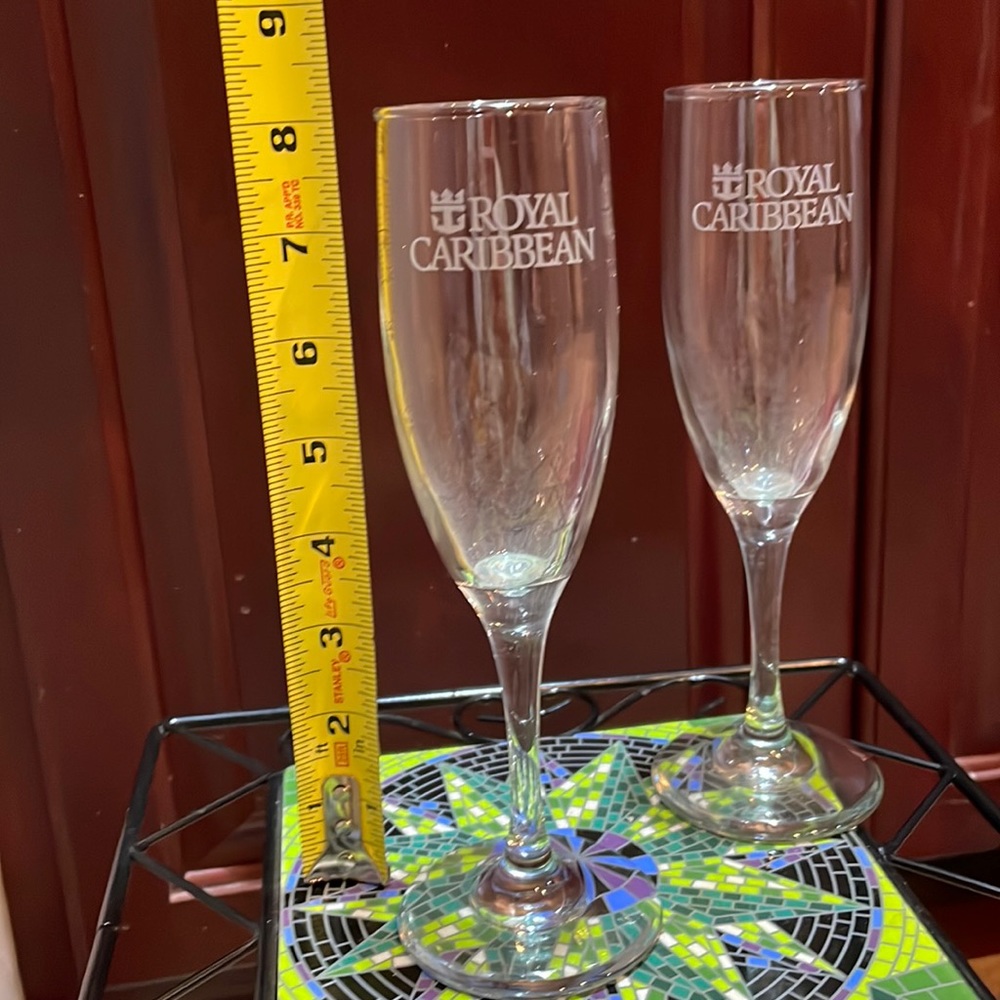 Two Royal Caribbean glass champagne flutes. - Picture 3 of 3